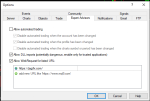 Add https://13.40.44.38 to Expert Adviser Allowed URLS